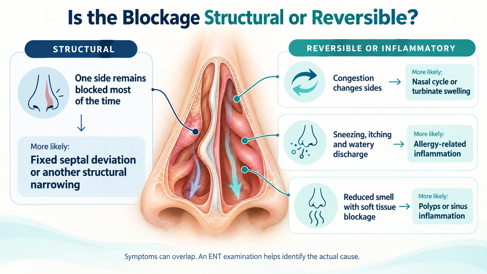 Septoplasty Surgery — Is the Blockage Structural or Reversible? educational diagram