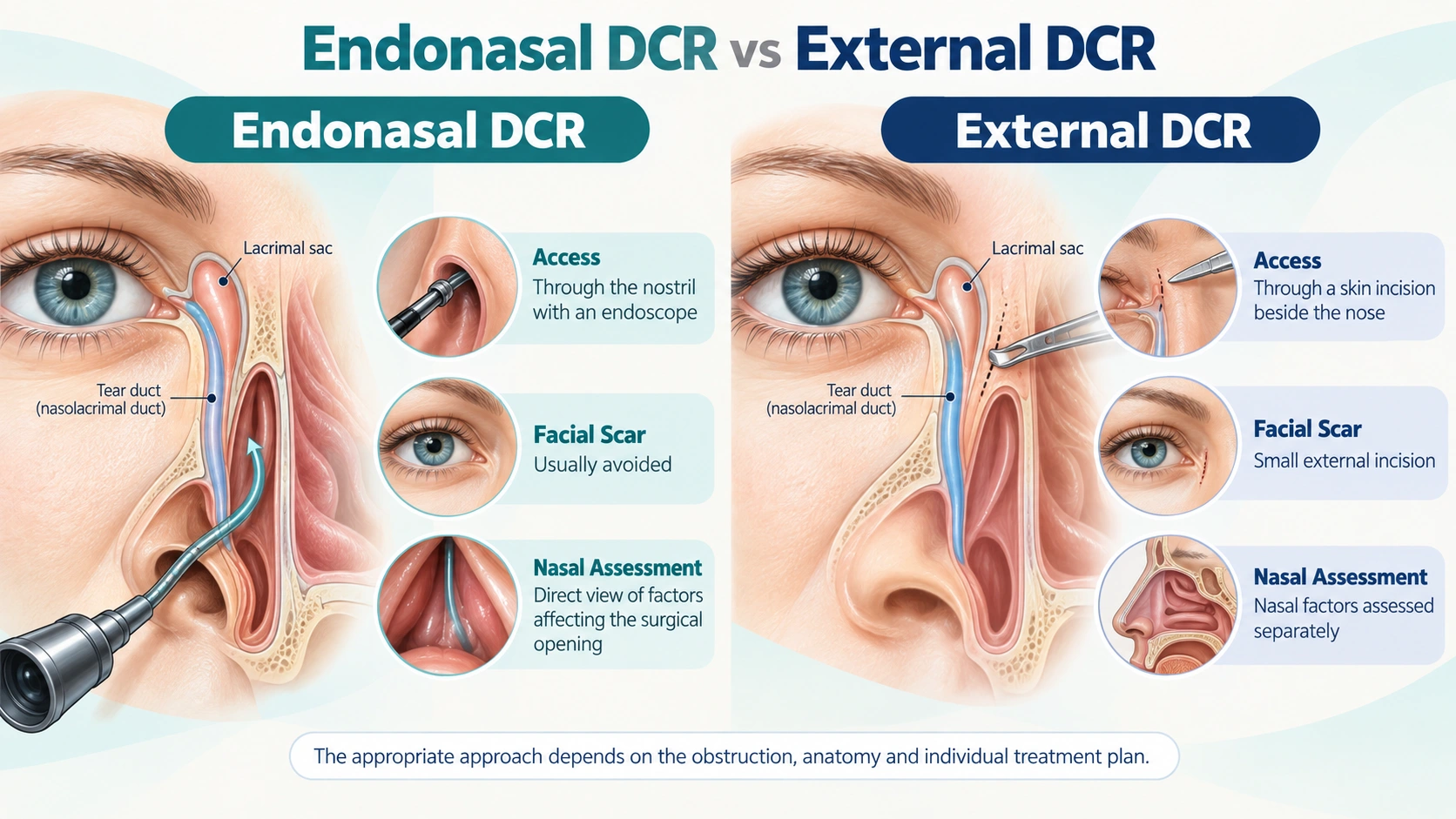 Endonasal DCR Surgery — Endonasal DCR and External DCR Compared educational diagram